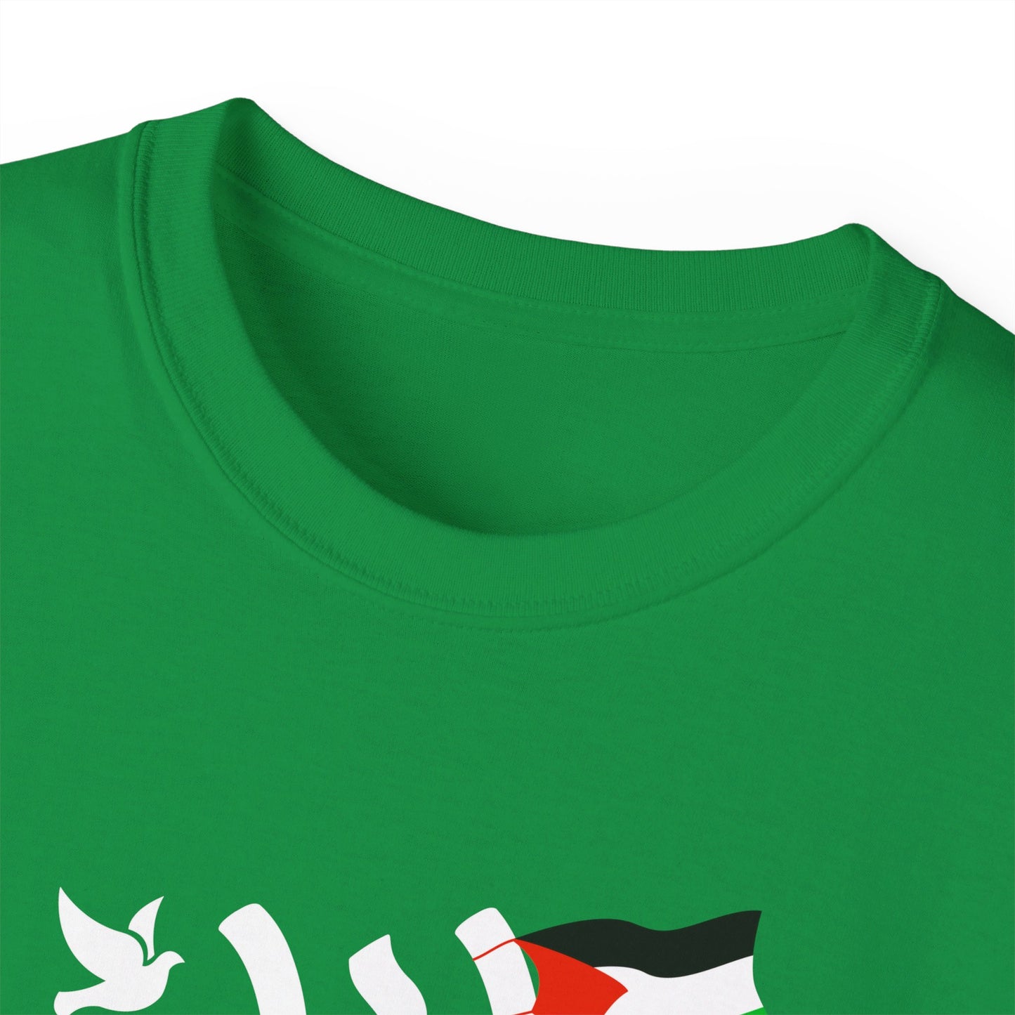 Palestine in Arabic with Dove of Peace and Palestinian Flag Free Palestine Palestinian Solidarity Unisex Ultra Cotton Tee