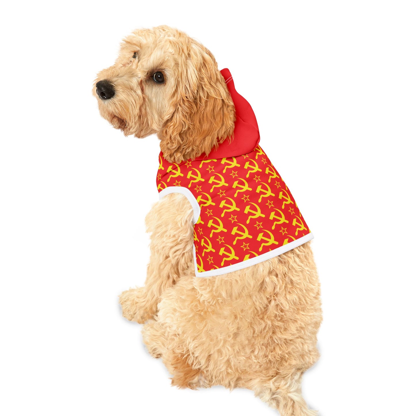 Socialist Red and Gold Hammer and Sickle Pattern Leftist Communist Dog and Cat Hoodie