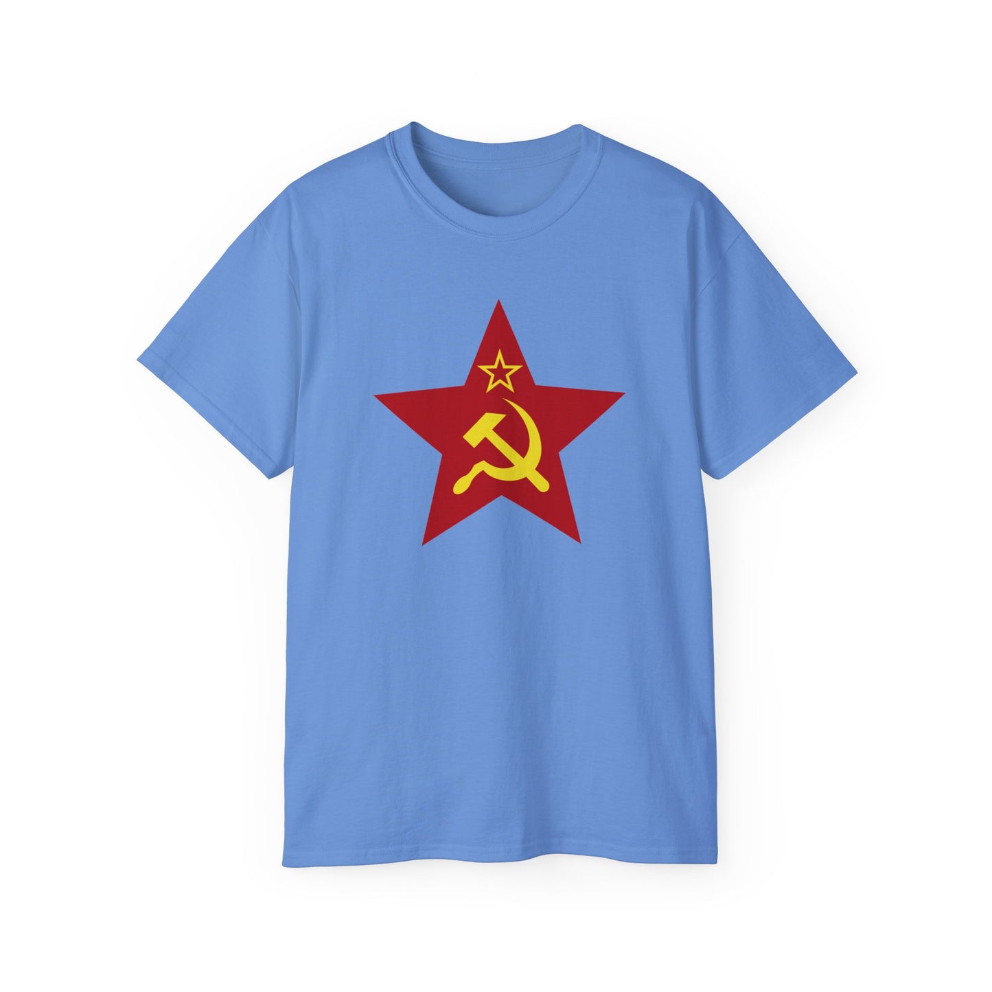 Communist Red Star with Yellow Soviet Hammer and Sickle Leftist Socialist Unisex Ultra Cotton Tee