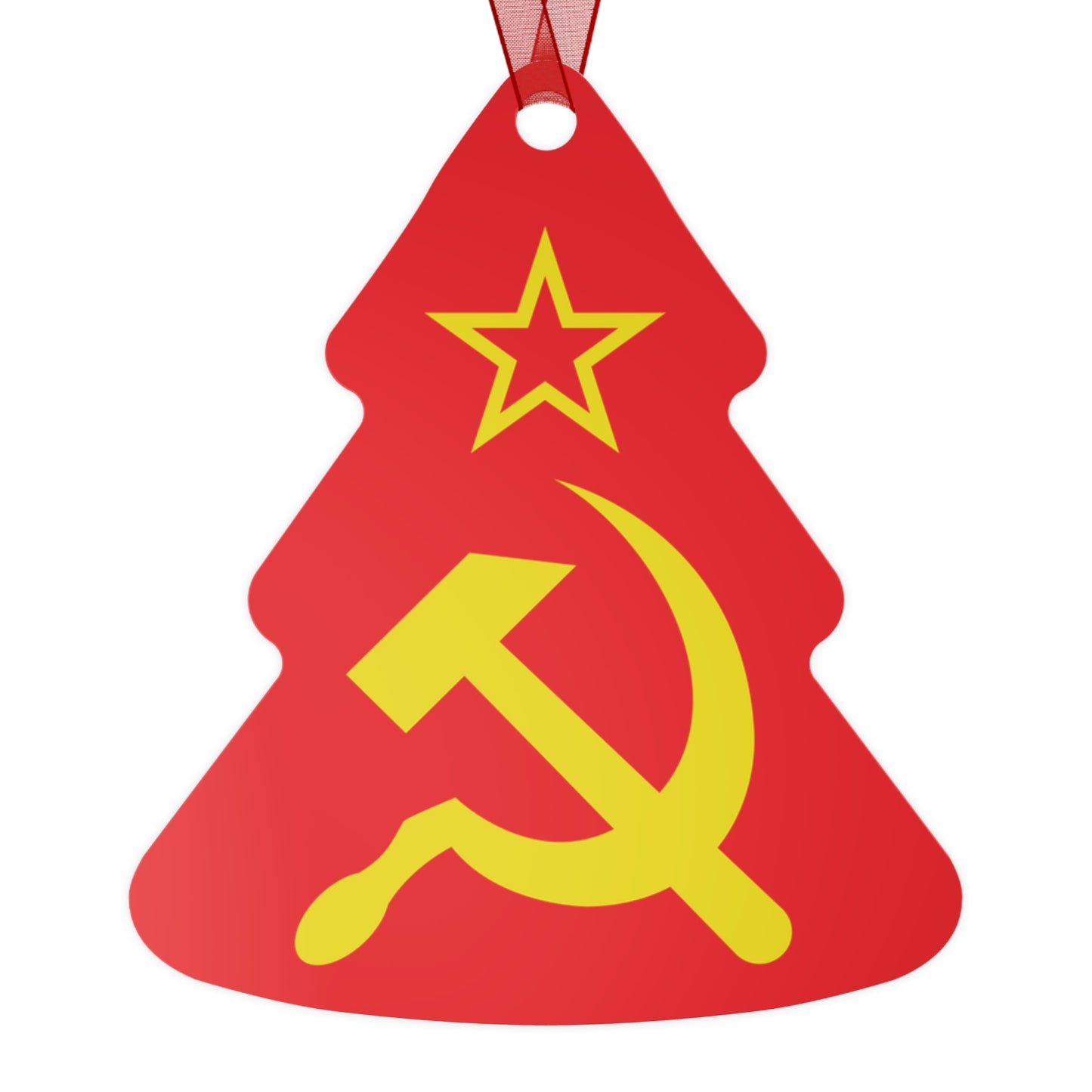 Communist Hammer and Sickle Red Christmas Tree Socialist Metal Christmas Bauble Ornament