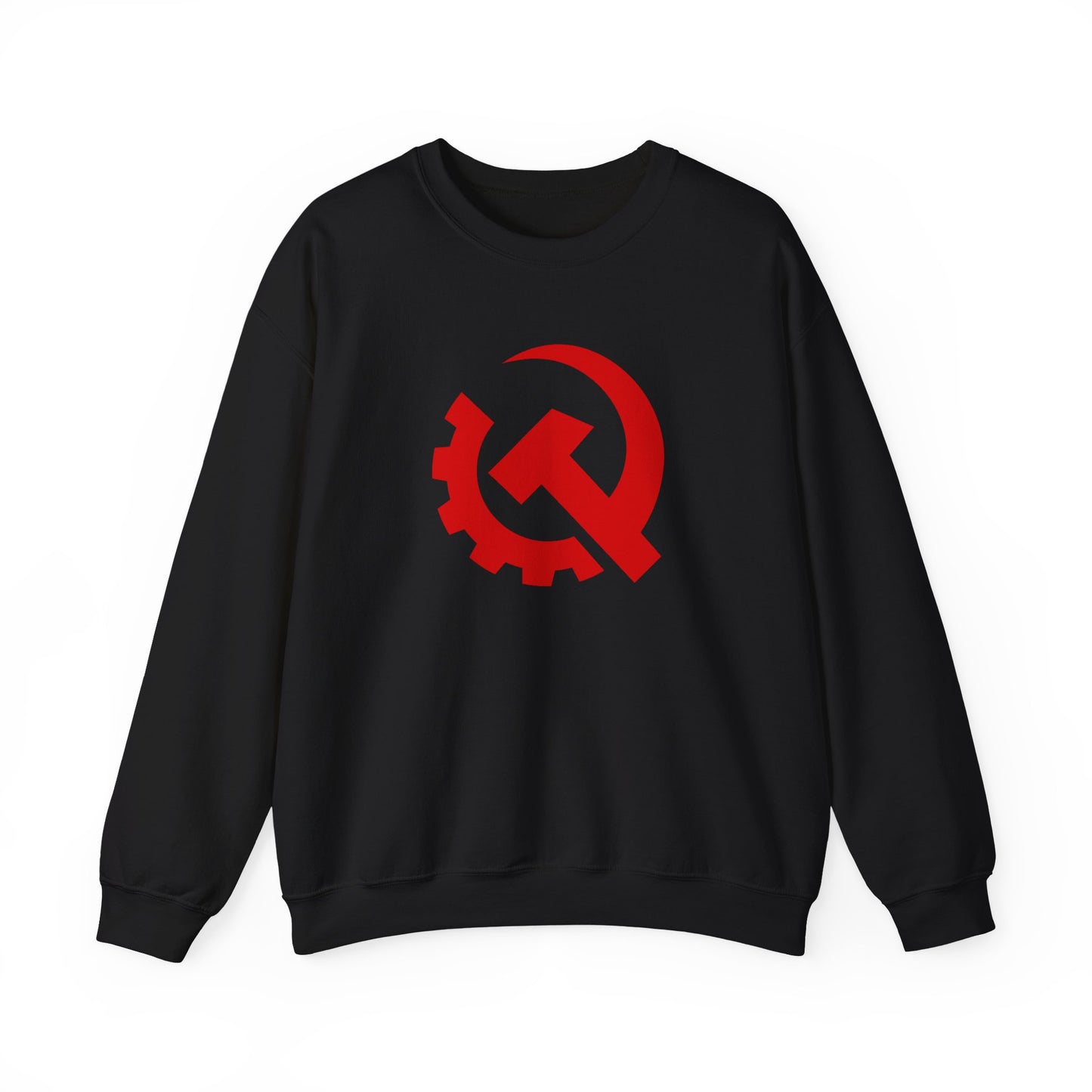Communist Red Hammer & Sickle Gear Emblem Socialist Leftist Crewneck Sweatshirt