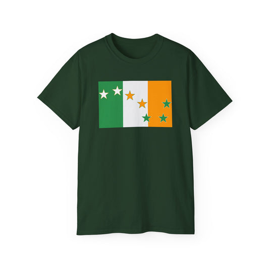 Irish Flag Tricolour with Socialist Starry Plough Unisex Ultra Cotton Tee