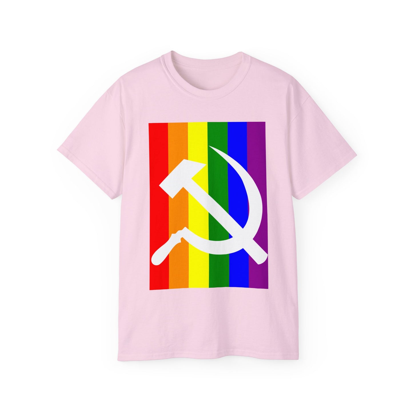 LGBTQ+ Socialist Rainbow Flag with Hammer and Sickle Communist Unisex Ultra Cotton Tee