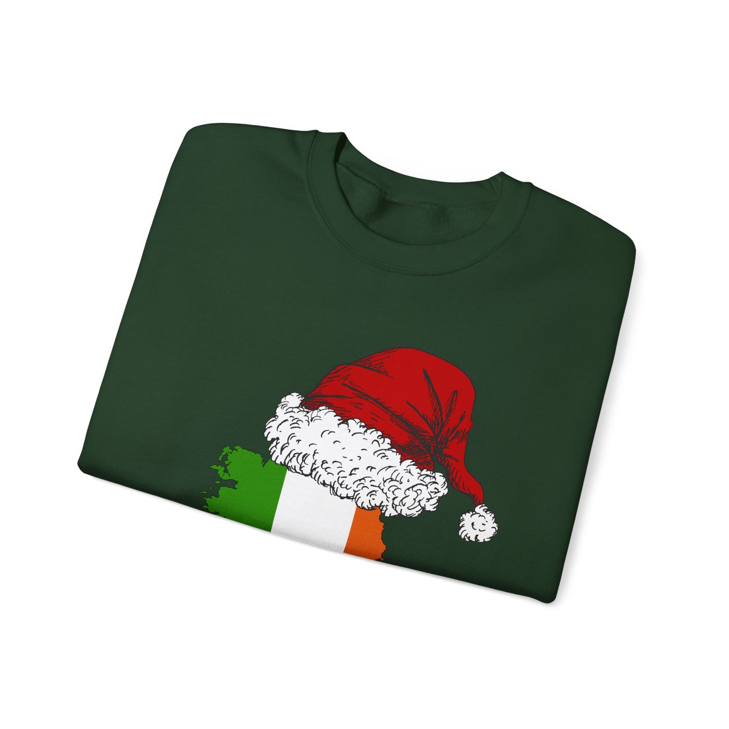 Ireland with Red Santa Hat Christmas Irish Flag Erin go Bragh Christmas Unisex Heavy Blend Crewneck Sweatshirt