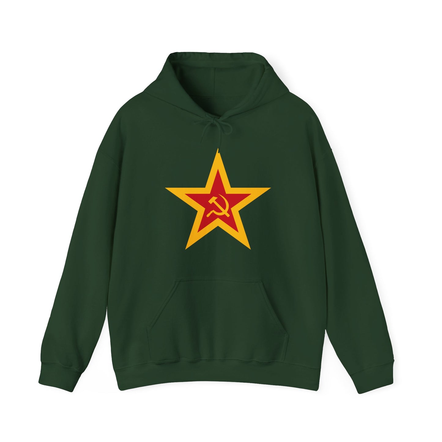 Communist Red and Gold Star with Socialist Hammer and Sickle Leftist Unisex Heavy Blend™ Hooded Sweatshirt