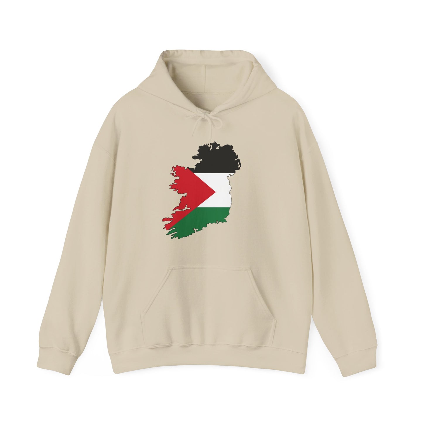 Irish Palestine Solidarity Outline of Ireland with Palestinian Flag Free Gaza Hoodie Unisex Heavy Blend™ Hooded Sweatshirt