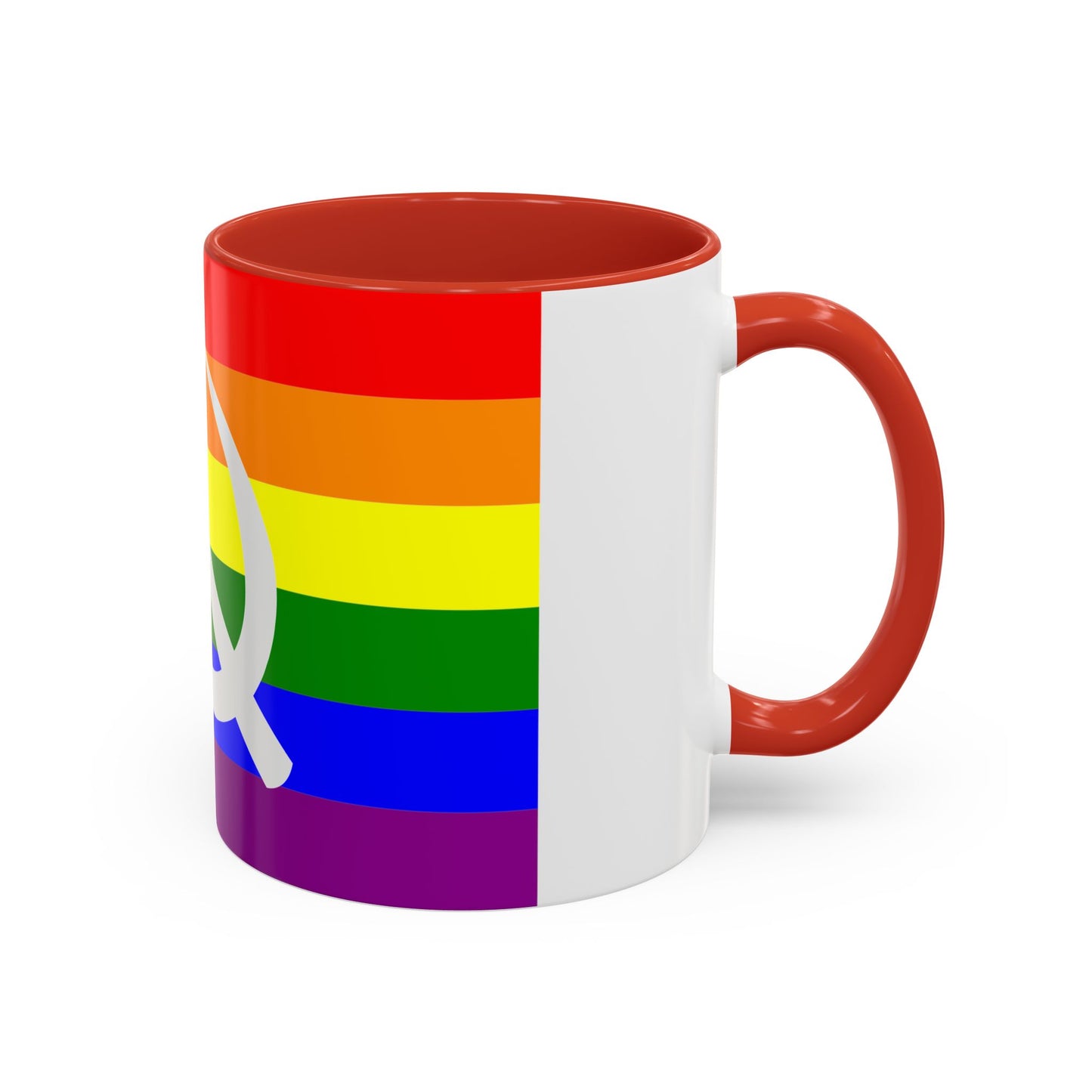 LGBTQ Socialist Rainbow Flag with Hammer and Sickle Communist Accent Coffee Mug