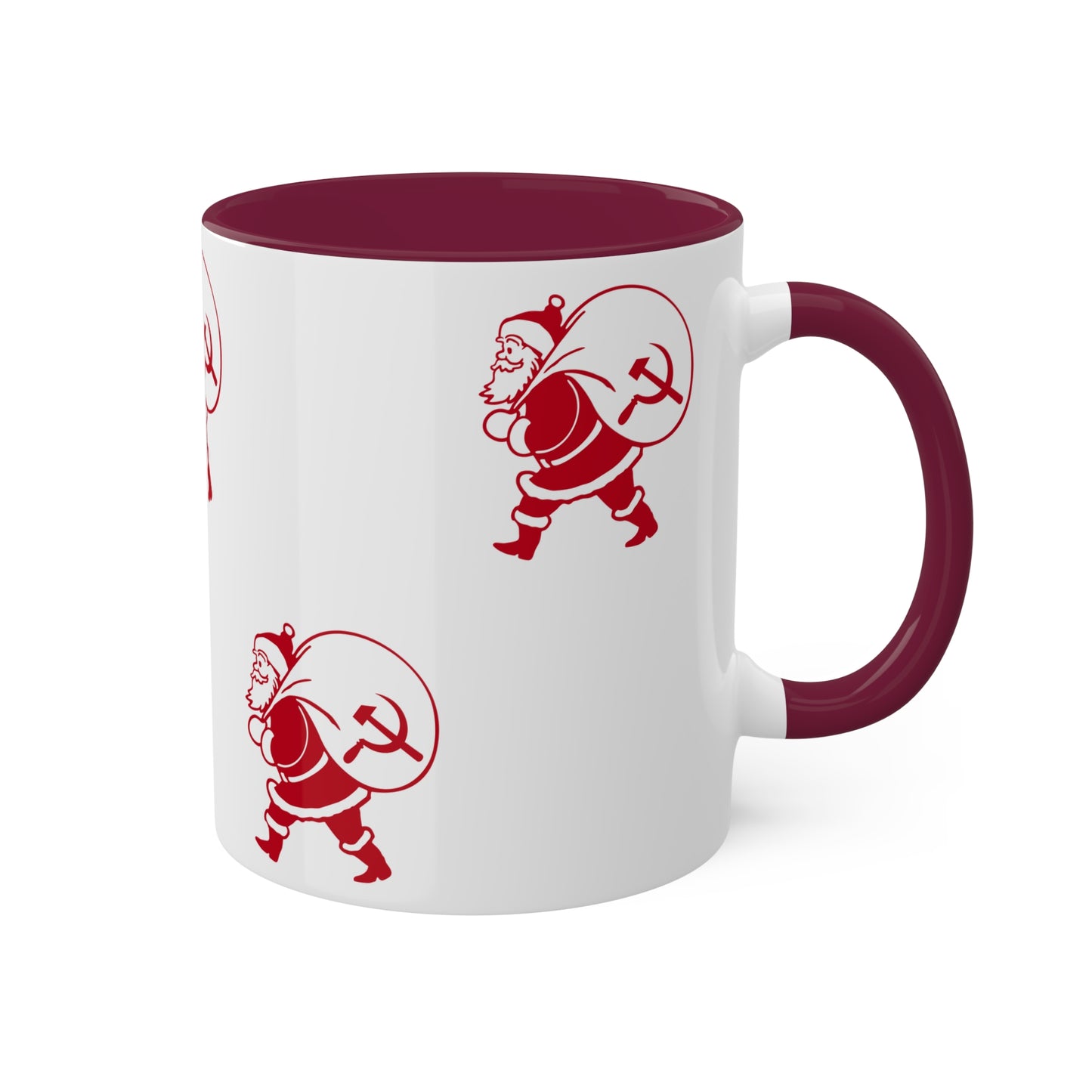 Socialist Santa Leftist Father Christmas with Hammer and Sickle Sack Communist Christmas Mug