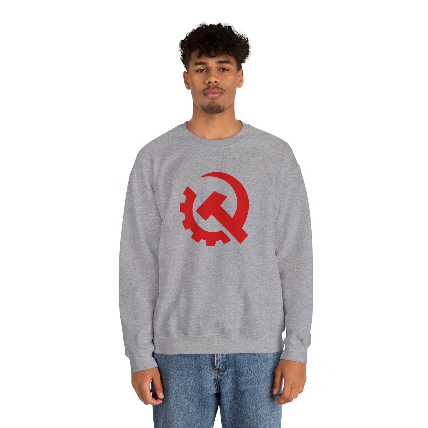 Communist Red Hammer & Sickle Gear Emblem Socialist Leftist Crewneck Sweatshirt