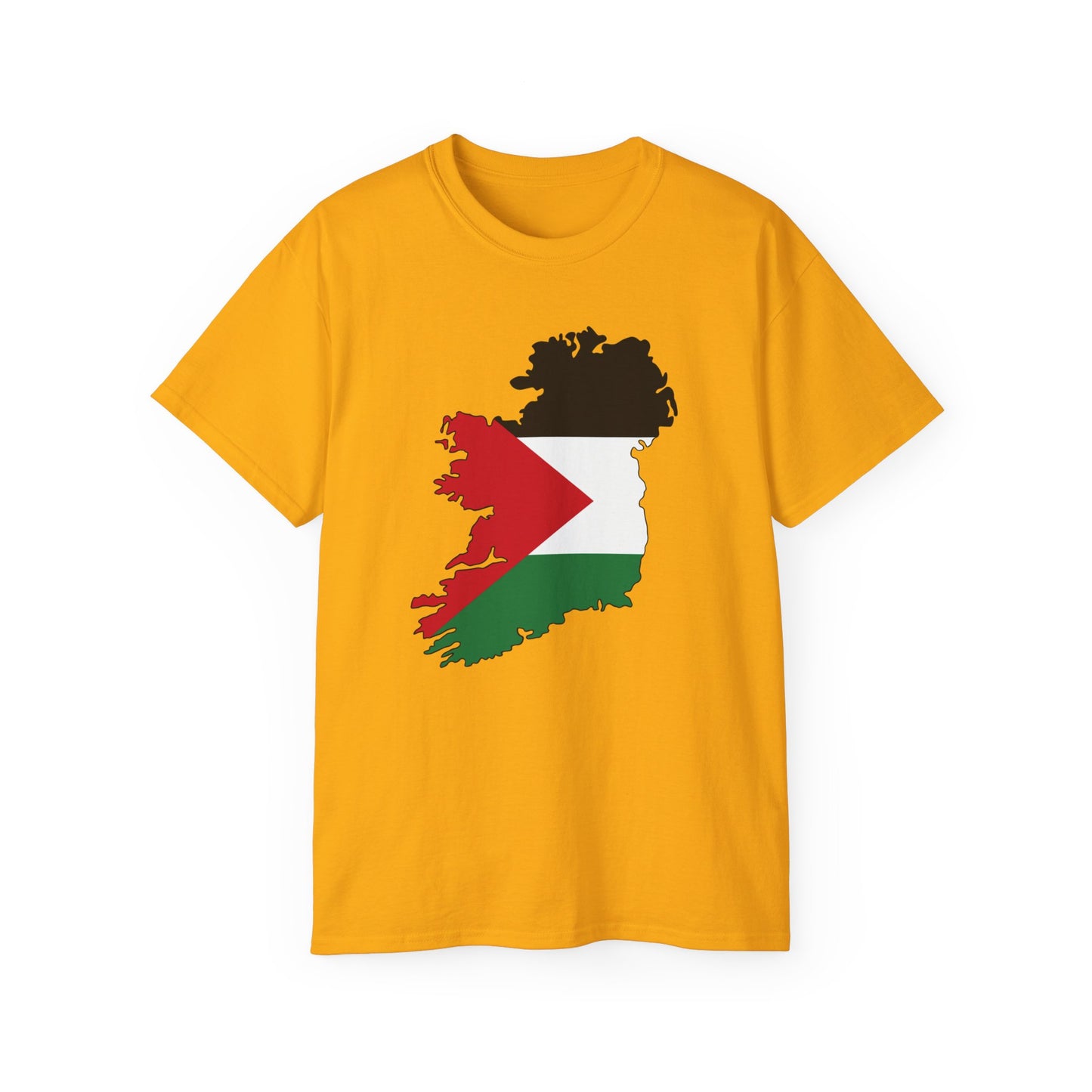 Irish Palestine Solidarity Outline of Ireland with Palestinian Flag Free Gaza Unisex Ultra Cotton Tee