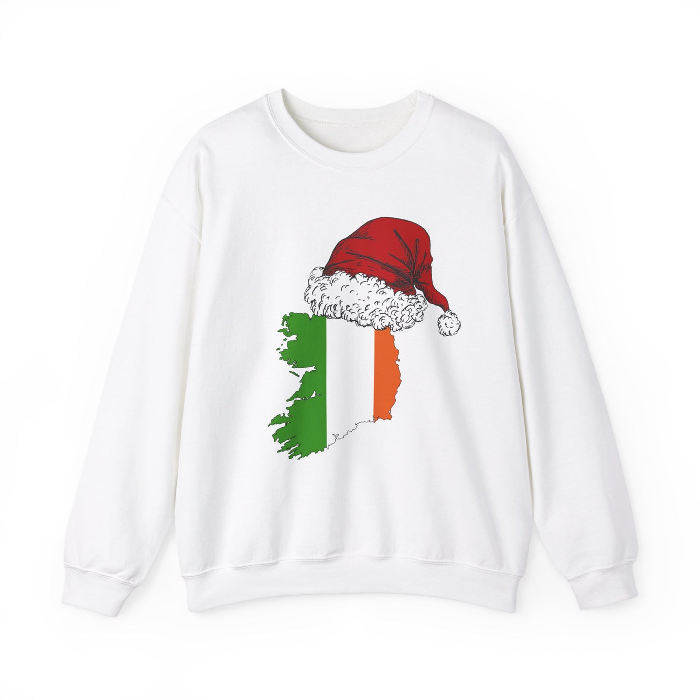 Ireland with Red Santa Hat Christmas Irish Flag Erin go Bragh Christmas Unisex Heavy Blend Crewneck Sweatshirt