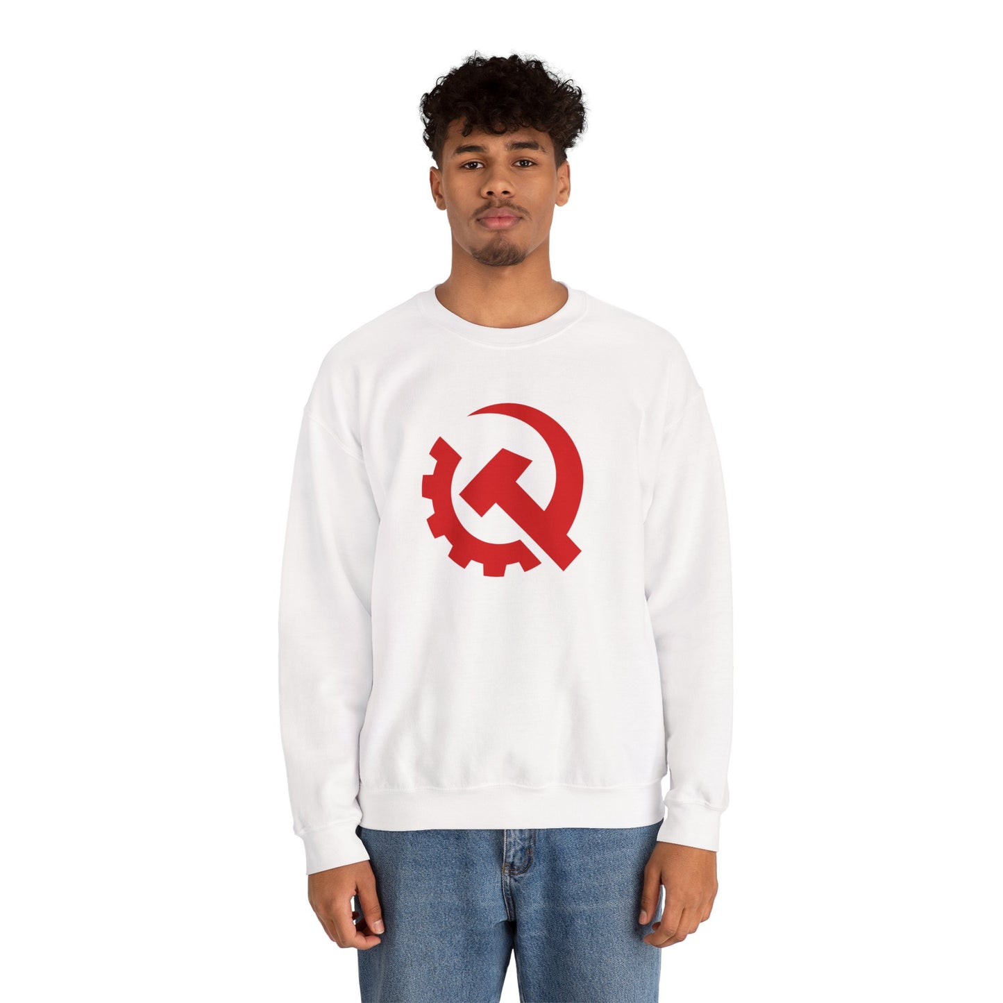 Communist Red Hammer & Sickle Gear Emblem Socialist Leftist Crewneck Sweatshirt