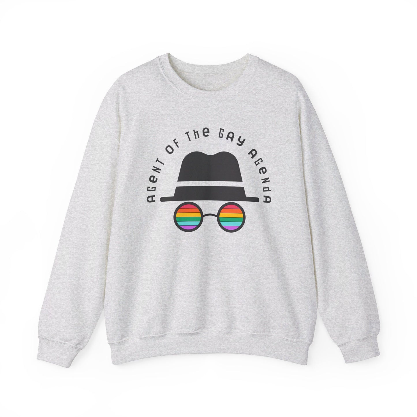 LGBTQ Plus Rainbow Agent of The Gay Agenda Spy Gay Queer Trans Rights Lesbian Pride Unisex Heavy Blend™ Crewneck Sweatshirt