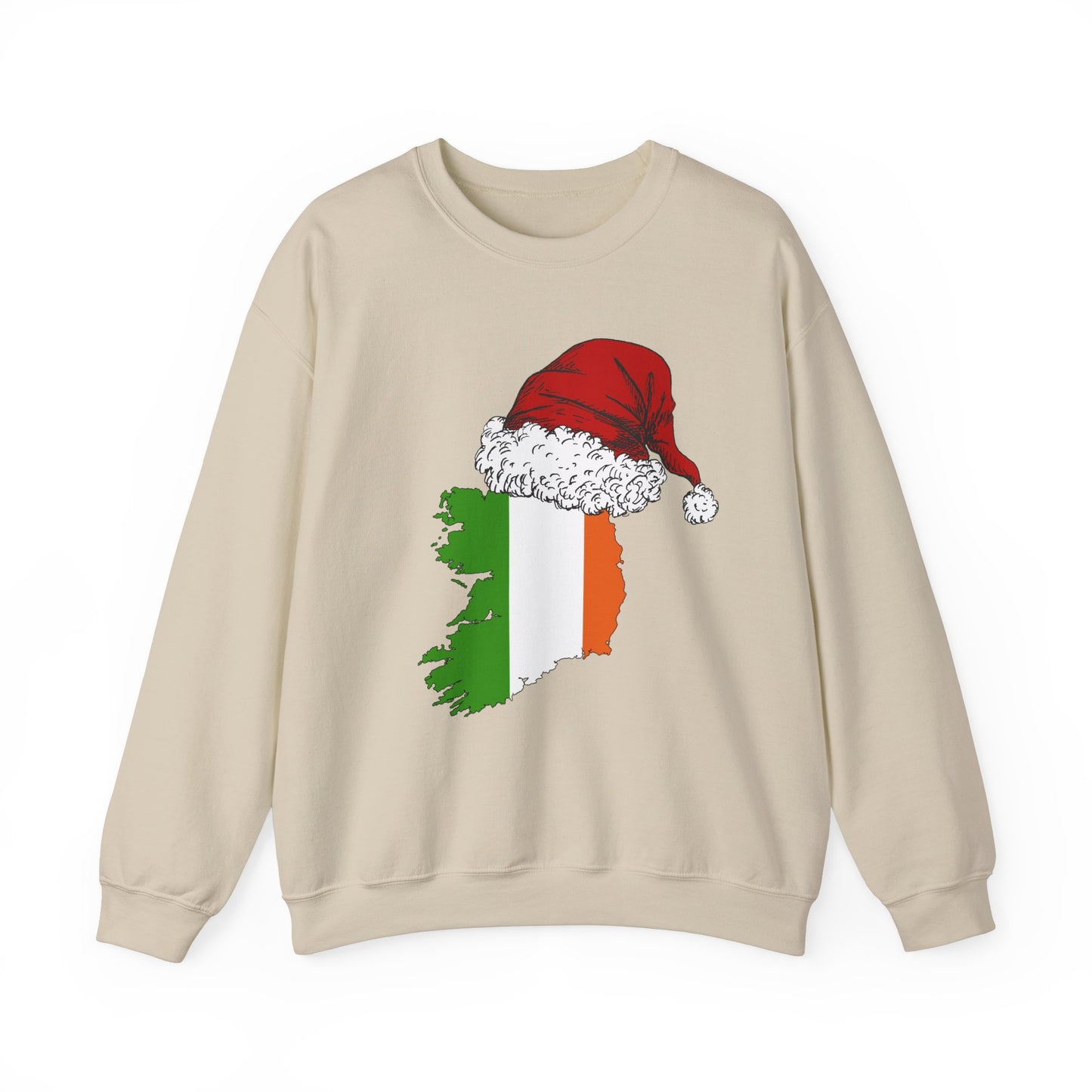 Ireland with Red Santa Hat Christmas Irish Flag Erin go Bragh Christmas Unisex Heavy Blend Crewneck Sweatshirt