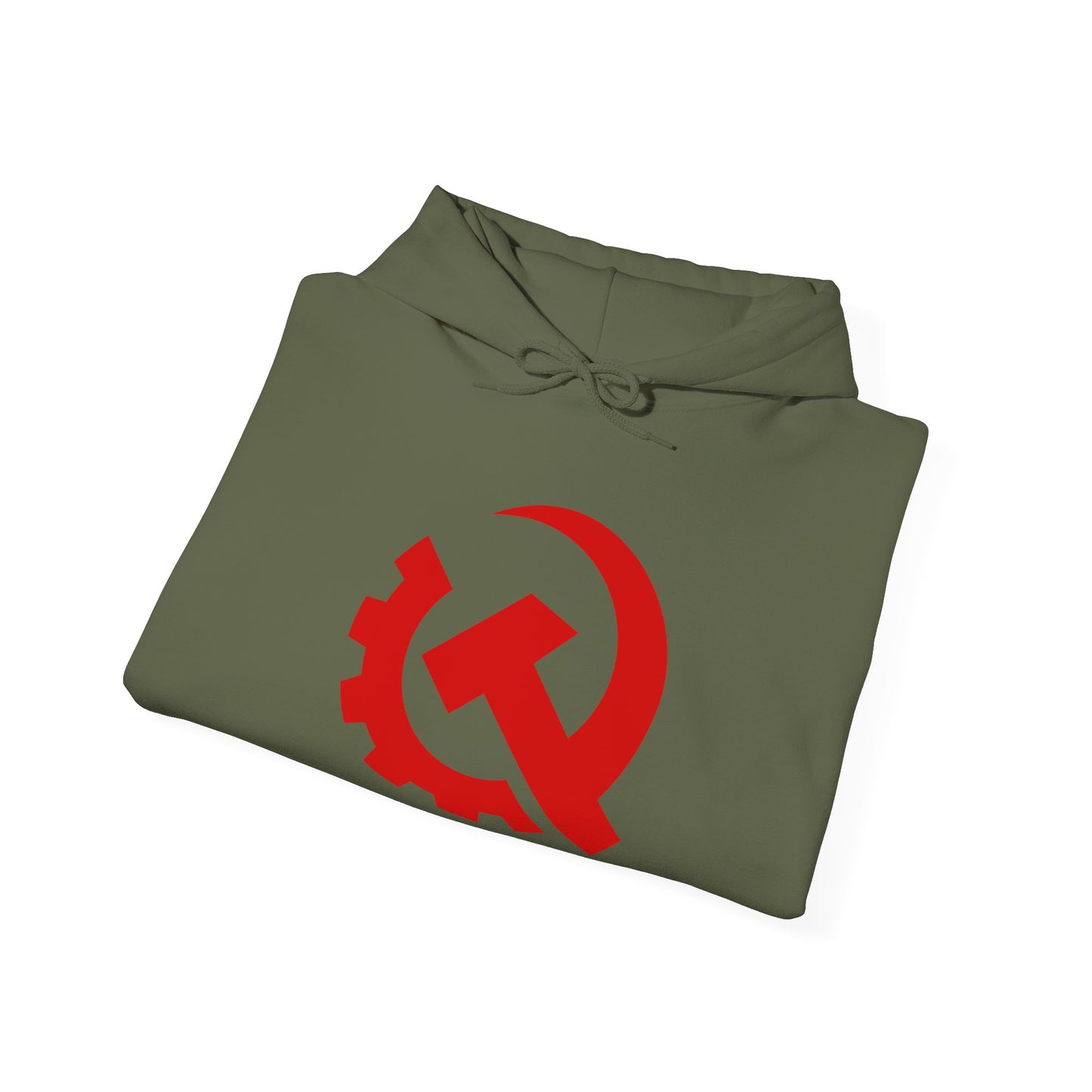 Communist Red Hammer & Sickle Gear Emblem Socialist Leftist Hoodie