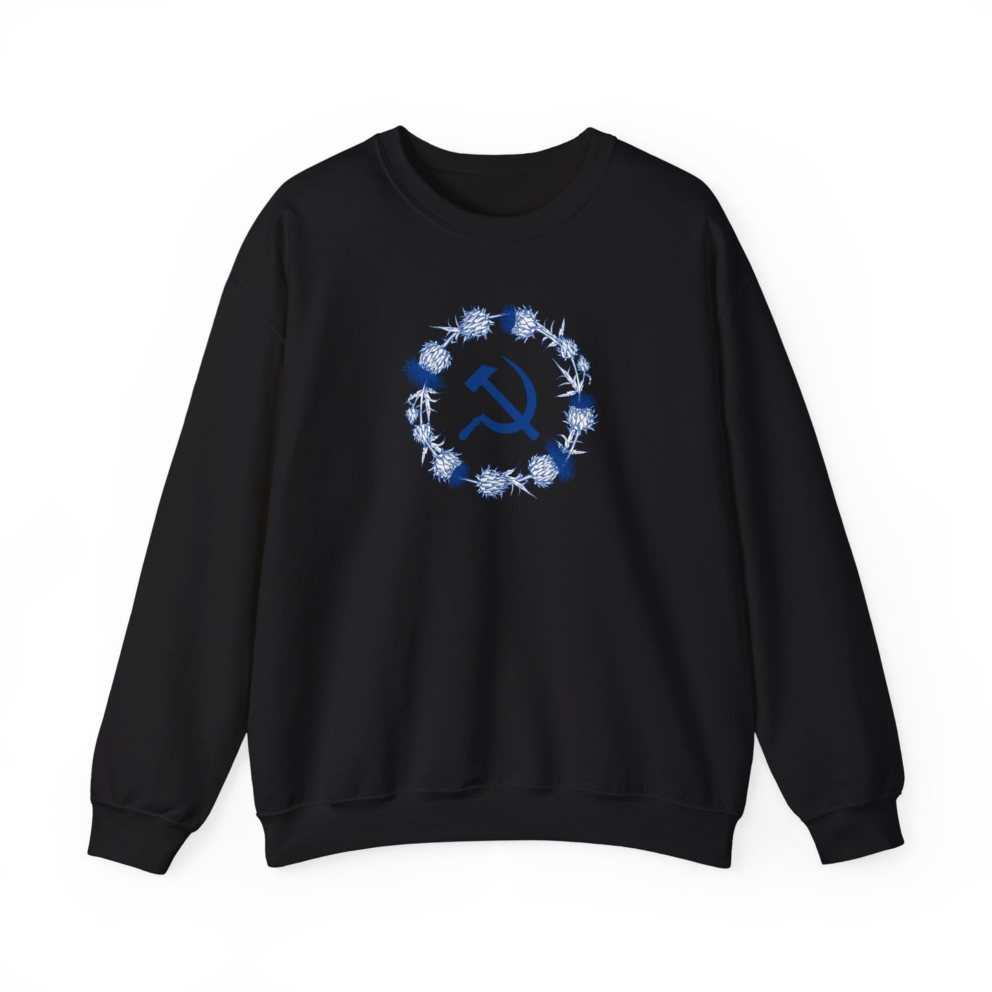 Scottish Socialist Solidarity Hammer and Sickle with Thistle Border Leftist Scotland Communist Unisex Heavy Blend™ Crewneck Sweatshirt