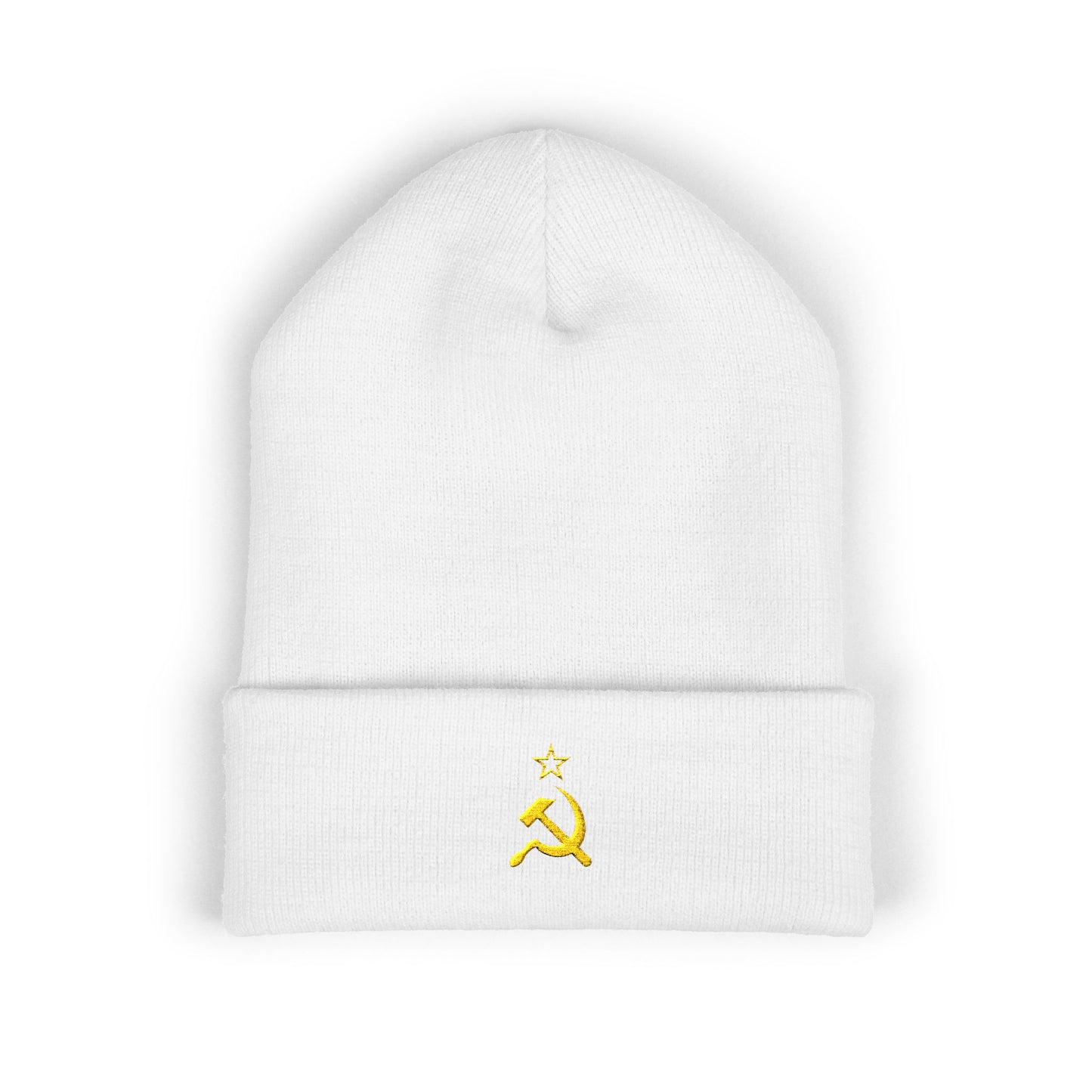 Socialist Leftist Gold Hammer and Sickle Communist Embroidered Cuffed Beanie