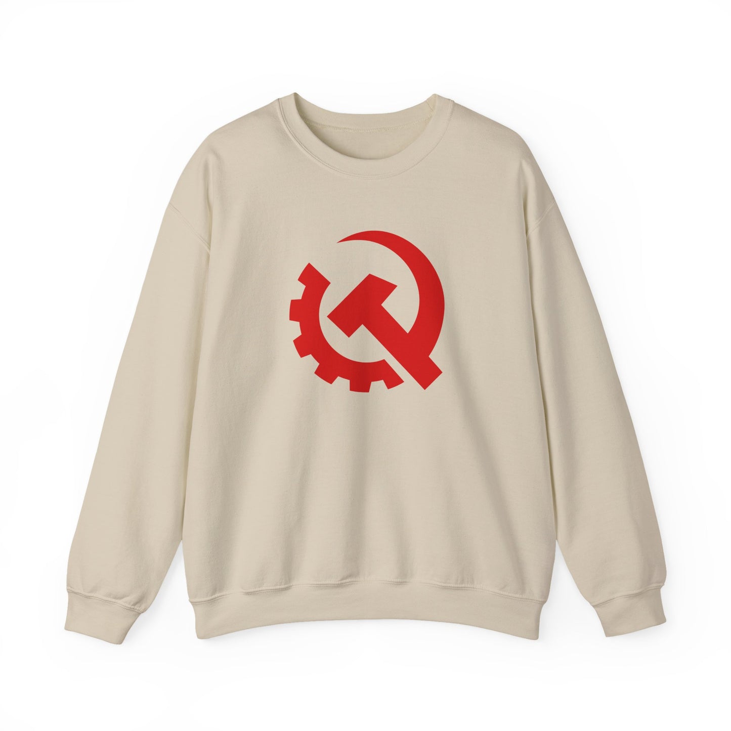 Communist Red Hammer & Sickle Gear Emblem Socialist Leftist Crewneck Sweatshirt