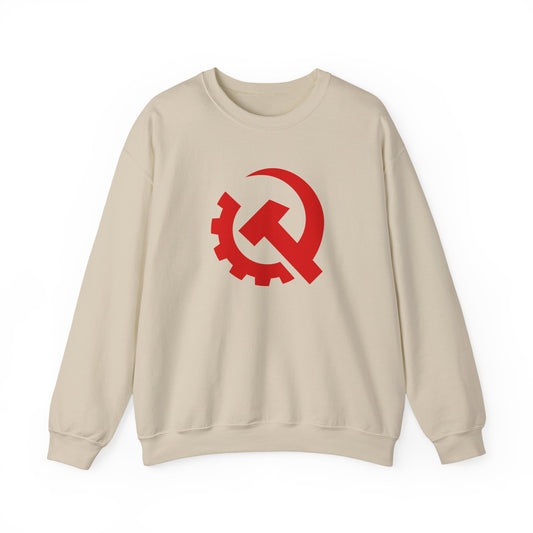 Communist Red Hammer & Sickle Gear Emblem Socialist Leftist Crewneck Sweatshirt