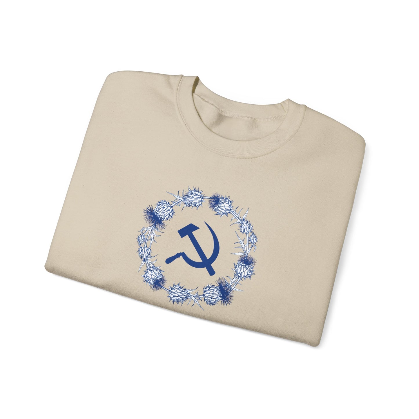 Scottish Socialist Solidarity Hammer and Sickle with Thistle Border Leftist Scotland Communist Unisex Heavy Blend™ Crewneck Sweatshirt