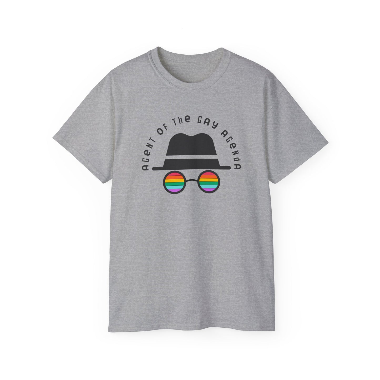 LGBTQ Plus Rainbow Agent of The Gay Agenda Spy Gay Queer Trans Rights Lesbian Pride Unisex Ultra Cotton Tee