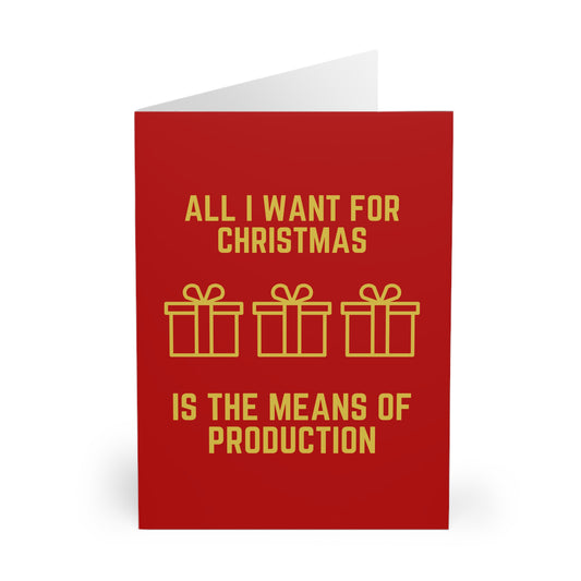 Marxist All I Want for Christmas Socialist Karl Marx Means of Production Christmas Greeting Cards (5 Pack)