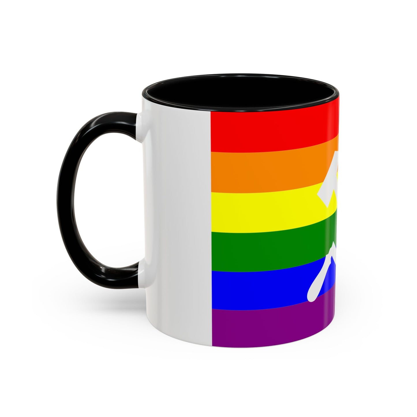 LGBTQ Socialist Rainbow Flag with Hammer and Sickle Communist Accent Coffee Mug