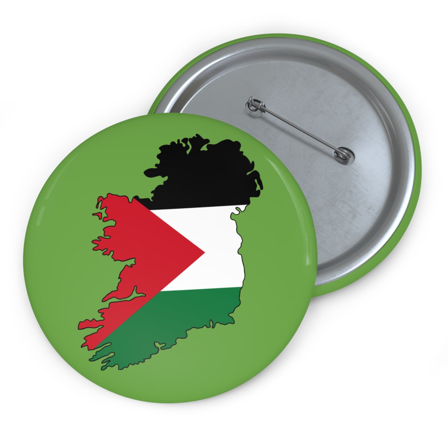 Irish Palestine Solidarity Outline of Ireland with Palestinian Flag Free Gaza Pin Badge Button