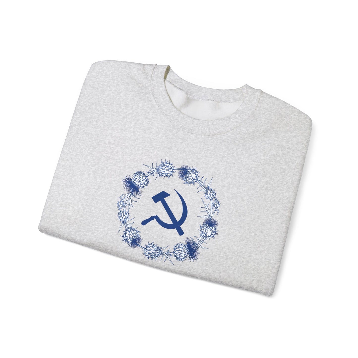 Scottish Socialist Solidarity Hammer and Sickle with Thistle Border Leftist Scotland Communist Unisex Heavy Blend™ Crewneck Sweatshirt