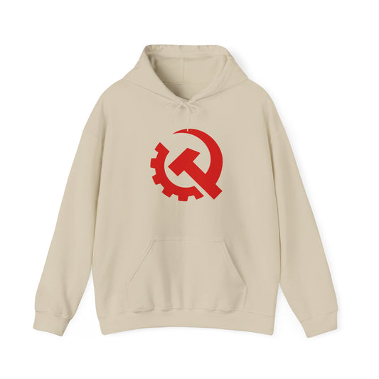 Communist Red Hammer & Sickle Gear Emblem Socialist Leftist Hoodie