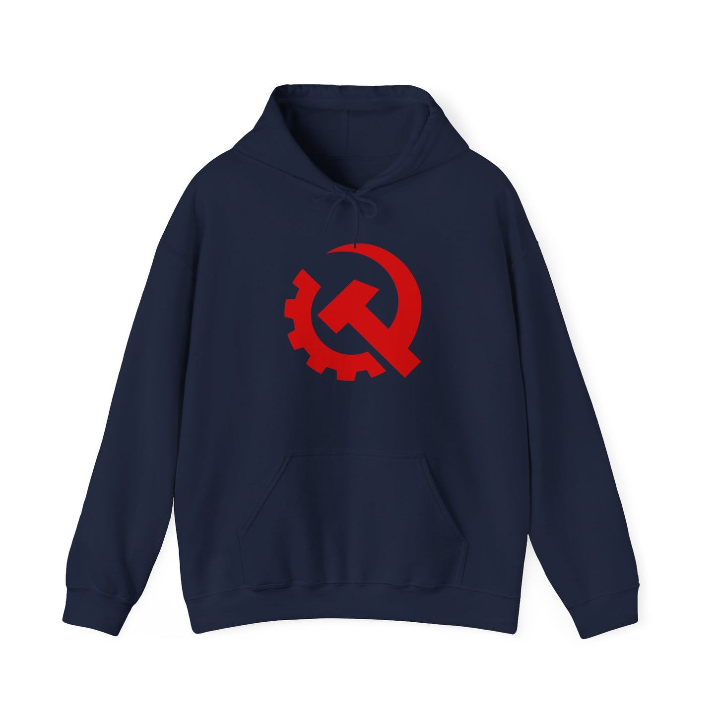 Communist Red Hammer & Sickle Gear Emblem Socialist Leftist Hoodie