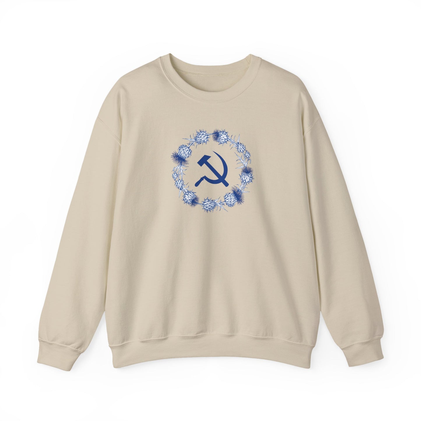 Scottish Socialist Solidarity Hammer and Sickle with Thistle Border Leftist Scotland Communist Unisex Heavy Blend™ Crewneck Sweatshirt