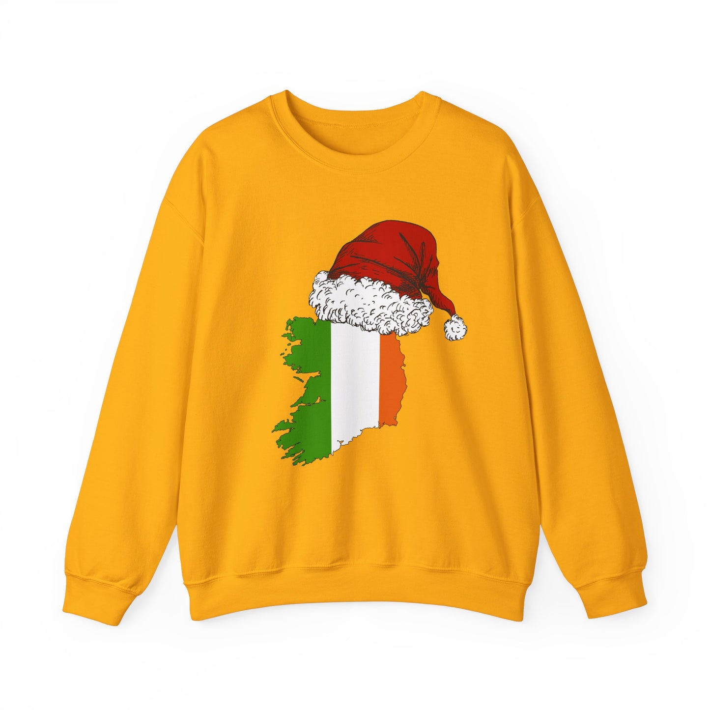 Ireland with Red Santa Hat Christmas Irish Flag Erin go Bragh Christmas Unisex Heavy Blend Crewneck Sweatshirt