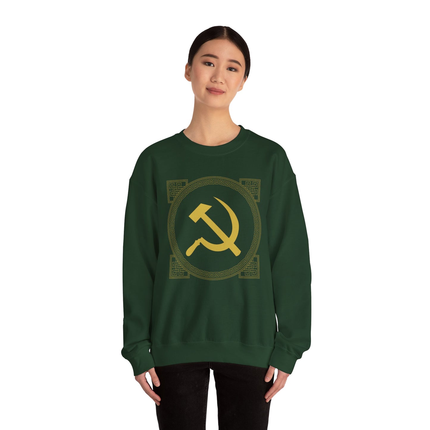 Communist Hammer and Sickle with Chinese East Asian Style Boarder Leftist Socialist Unisex Heavy Blend™ Crewneck Sweatshirt