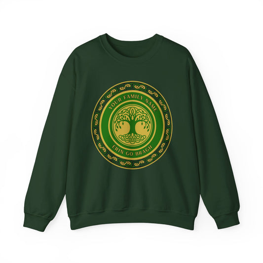 Custom Irish Family Name Erin go Bragh Celtic Family Tree Irish Genealogy Personalised Ireland Unisex Heavy Blend Crewneck Sweatshirt