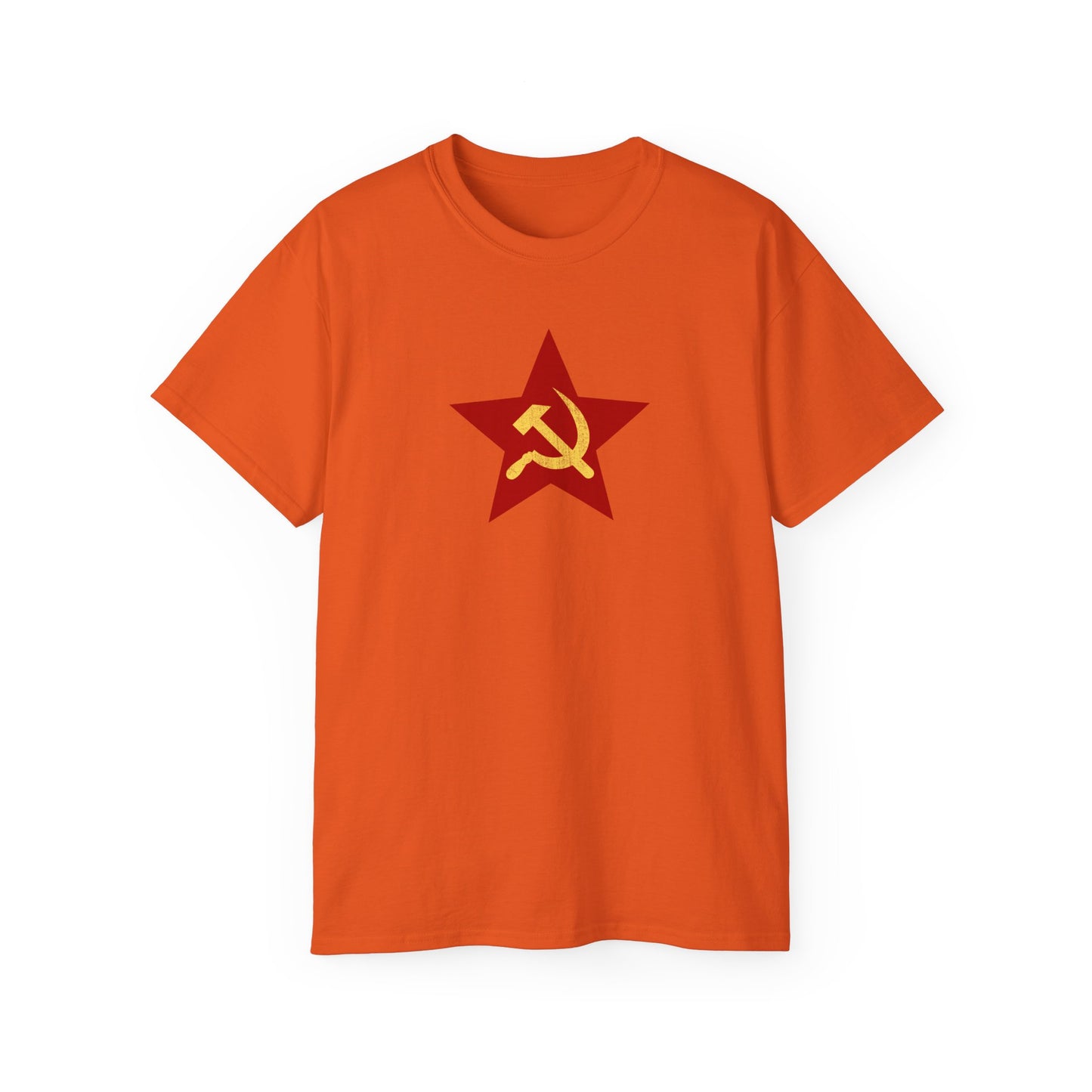 Leftist Red Star with Worn Style Socialist USSR Hammer and Sickle Communist Unisex Ultra Cotton Tee