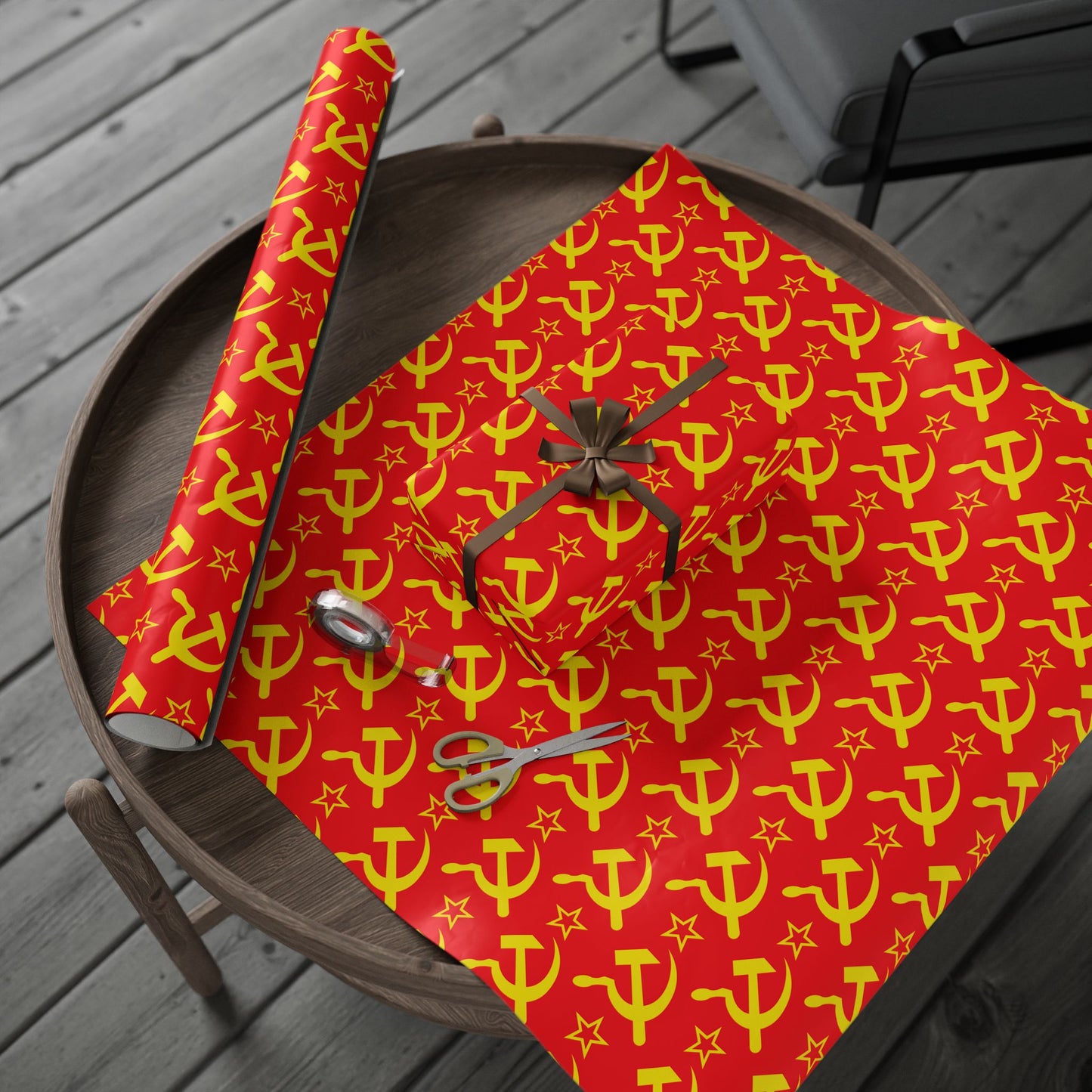 Leftist Hammer and Sickle Socialist Red and Yellow Communist Christmas and Birthday Wrapping Paper