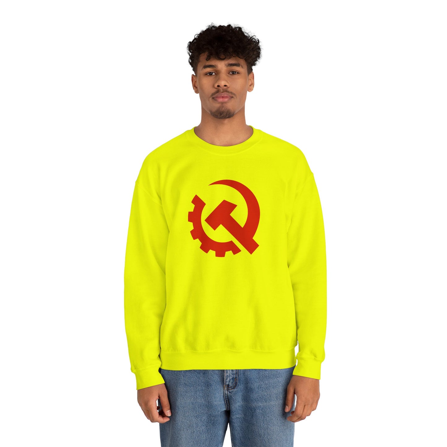 Communist Red Hammer & Sickle Gear Emblem Socialist Leftist Crewneck Sweatshirt