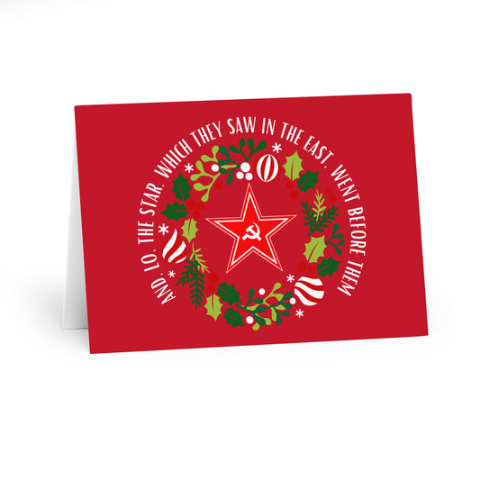 Communist And Lo The Star Which They Saw In The East USSR Hammer and Sickle Star and Wreath Soviet Union Socialist Christmas Cards 5 Pack