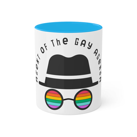 LGBTQ Plus Rainbow Agent of The Gay Agenda Spy Gay Queer Trans Rights Lesbian Pride Colourful Mug