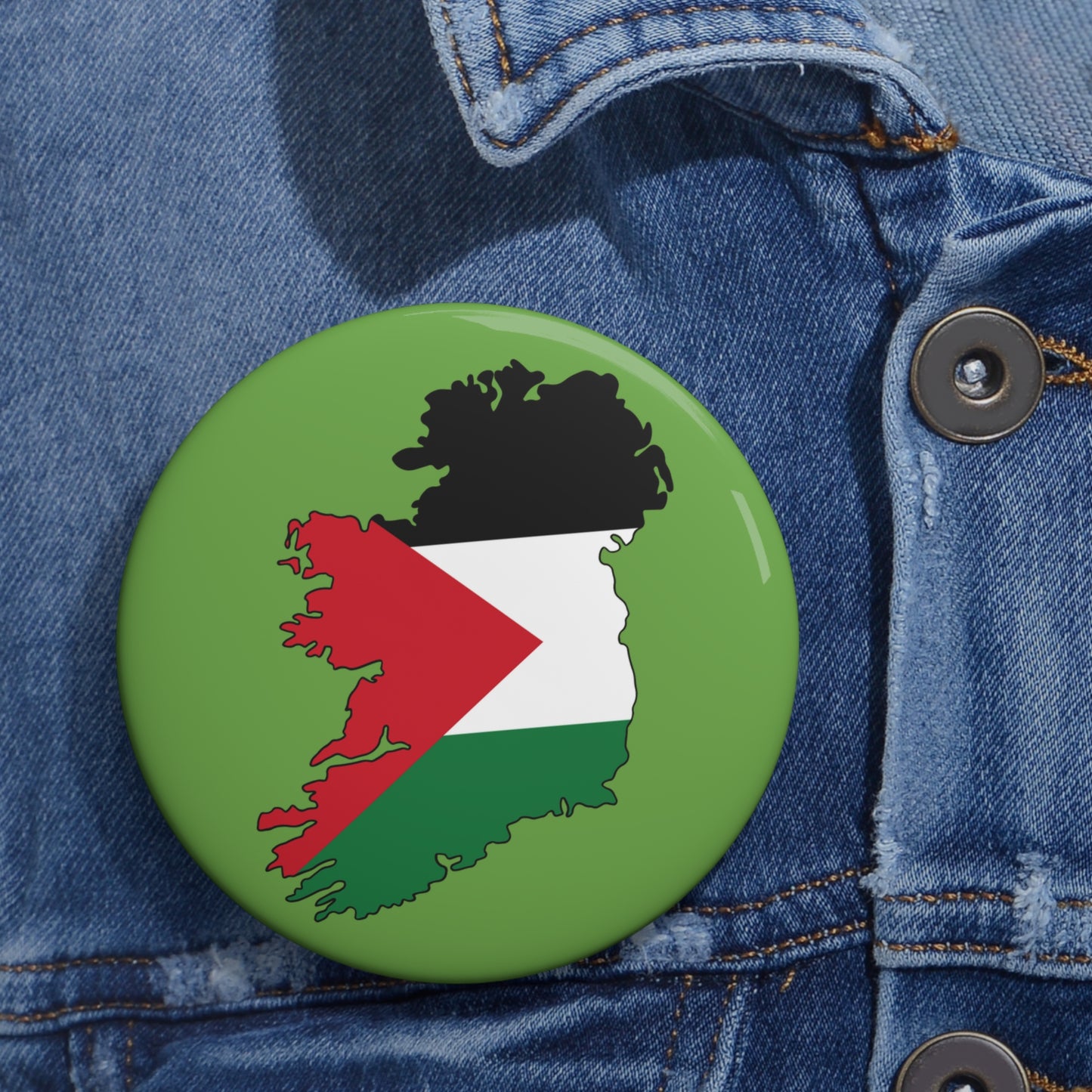 Irish Palestine Solidarity Outline of Ireland with Palestinian Flag Free Gaza Pin Badge Button