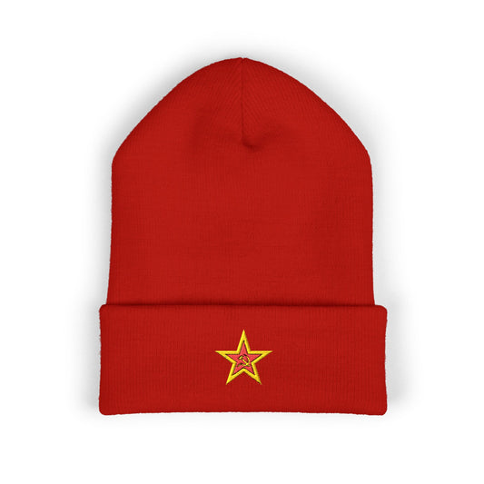 Socialist Embroidered Leftist Hammer and Sickle Red Star Communist Beanie Hat