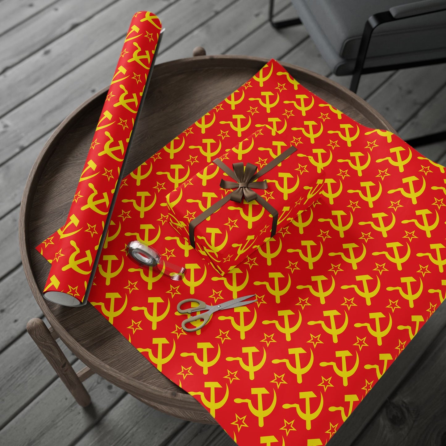 Leftist Hammer and Sickle Socialist Red and Yellow Communist Christmas and Birthday Wrapping Paper