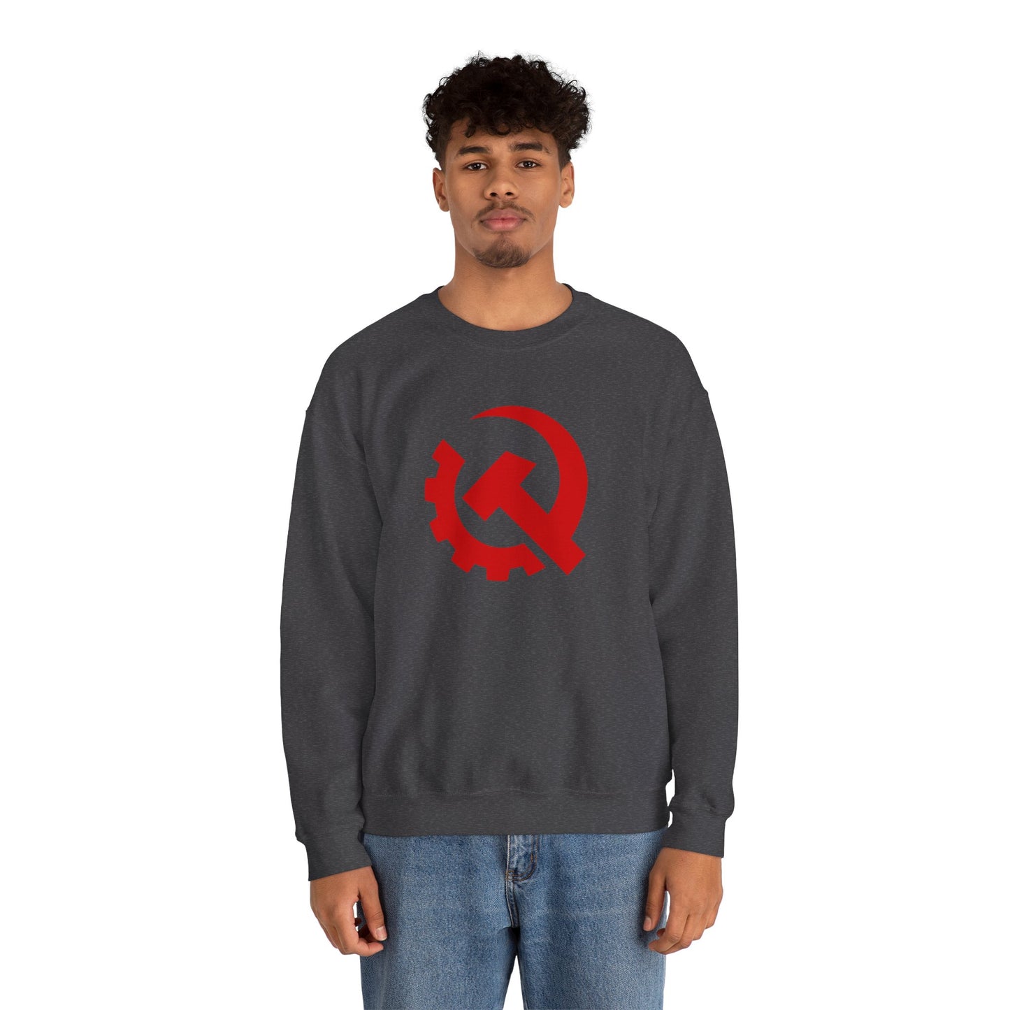 Communist Red Hammer & Sickle Gear Emblem Socialist Leftist Crewneck Sweatshirt