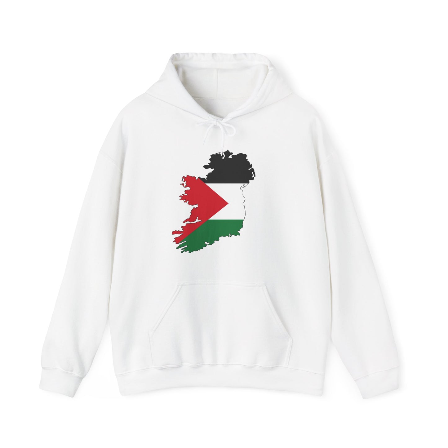 Irish Palestine Solidarity Outline of Ireland with Palestinian Flag Free Gaza Hoodie Unisex Heavy Blend™ Hooded Sweatshirt