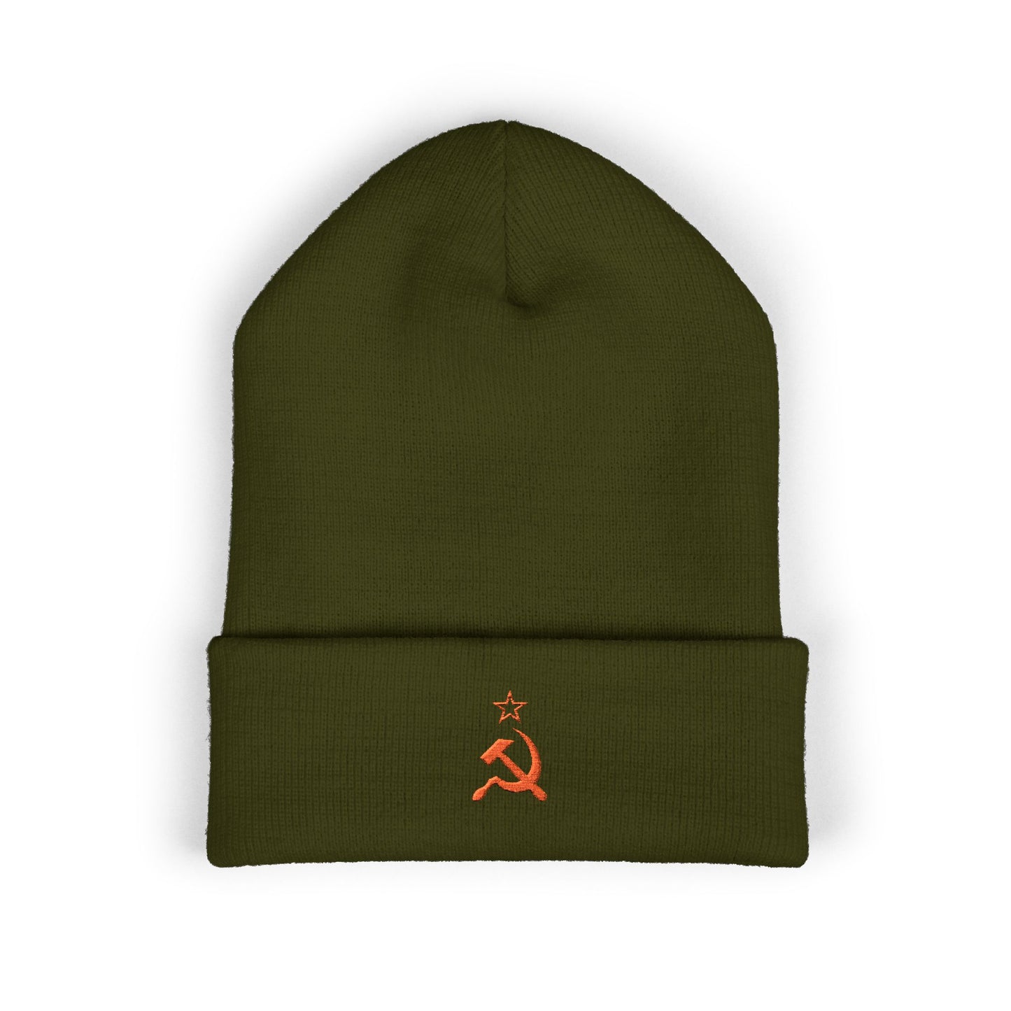 Leftist Embroidered Hammer & Sickle Socialist Cuffed Beanie