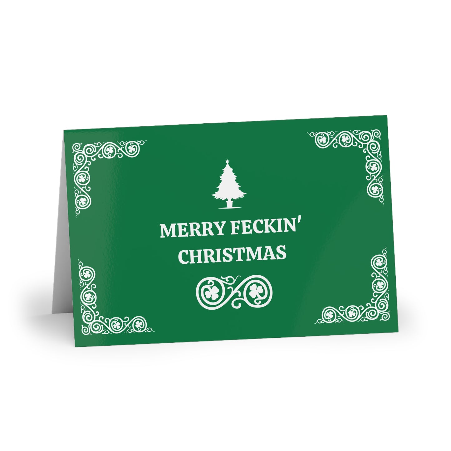 Irish Merry Fecking Christmas Ireland Christmas Tree Design Christmas Greetings Cards (1 or 10-pcs)