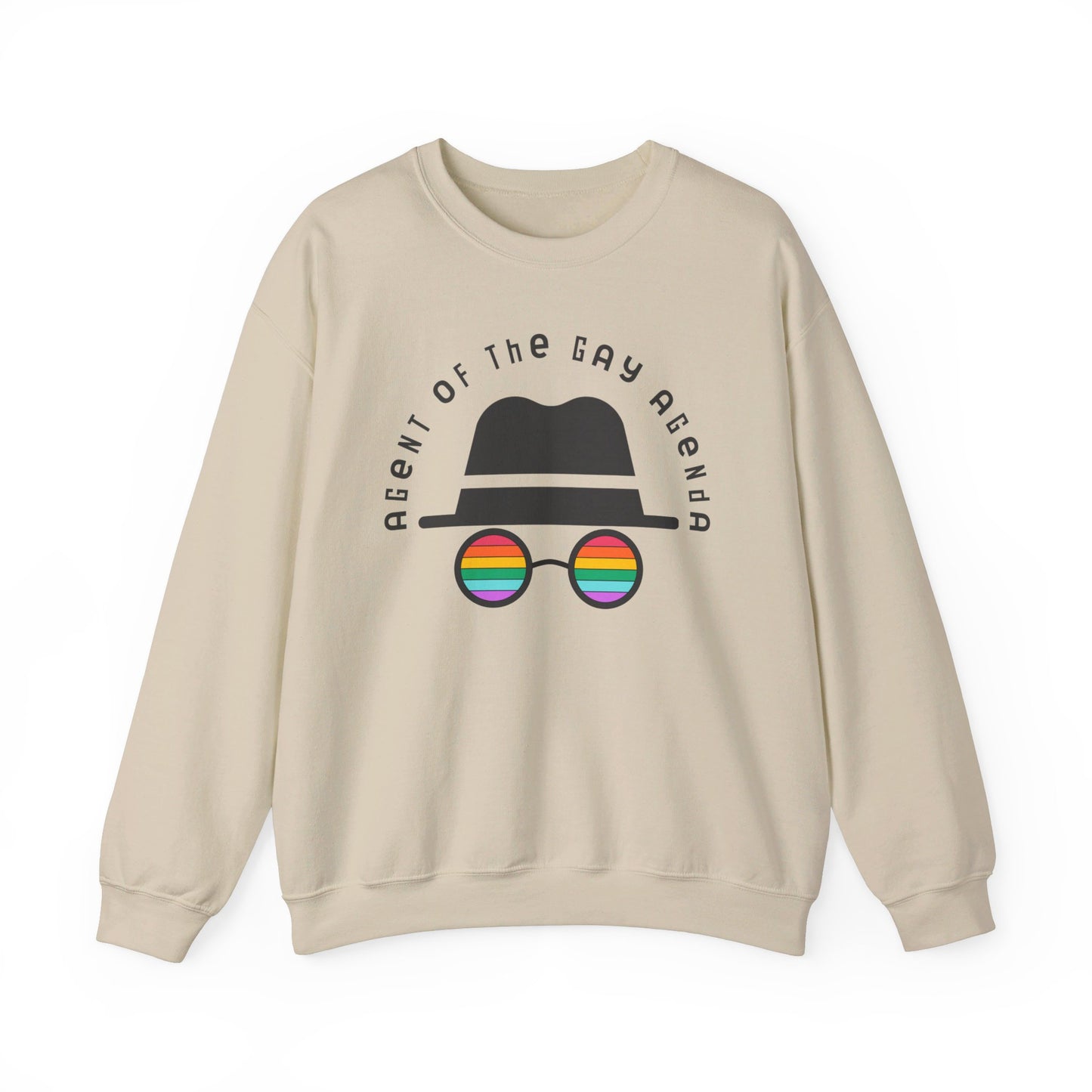 LGBTQ Plus Rainbow Agent of The Gay Agenda Spy Gay Queer Trans Rights Lesbian Pride Unisex Heavy Blend™ Crewneck Sweatshirt