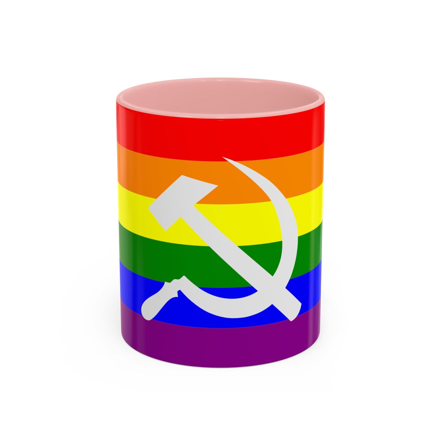 LGBTQ Socialist Rainbow Flag with Hammer and Sickle Communist Accent Coffee Mug