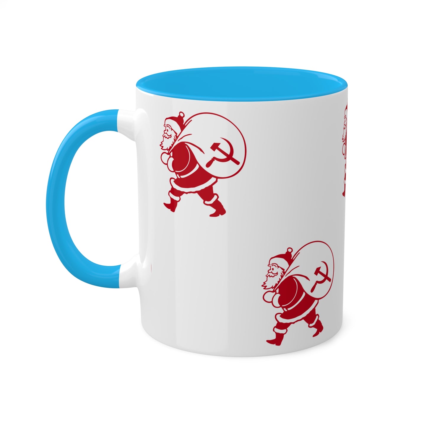 Socialist Santa Leftist Father Christmas with Hammer and Sickle Sack Communist Christmas Mug